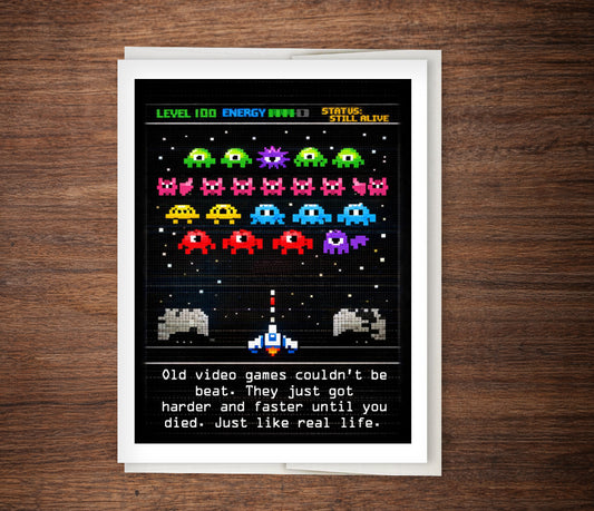 “Old Video Games Couldn’t Be Beat” Funny Retro Gamer Birthday Card