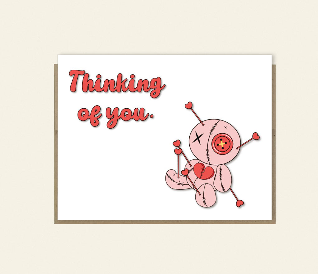 Funny Voodoo Doll Thinking of You Card, Friendship Card