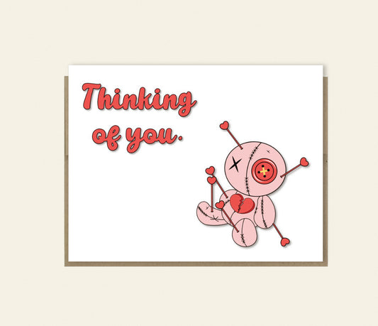 Funny Voodoo Doll Thinking of You Card, Friendship Card