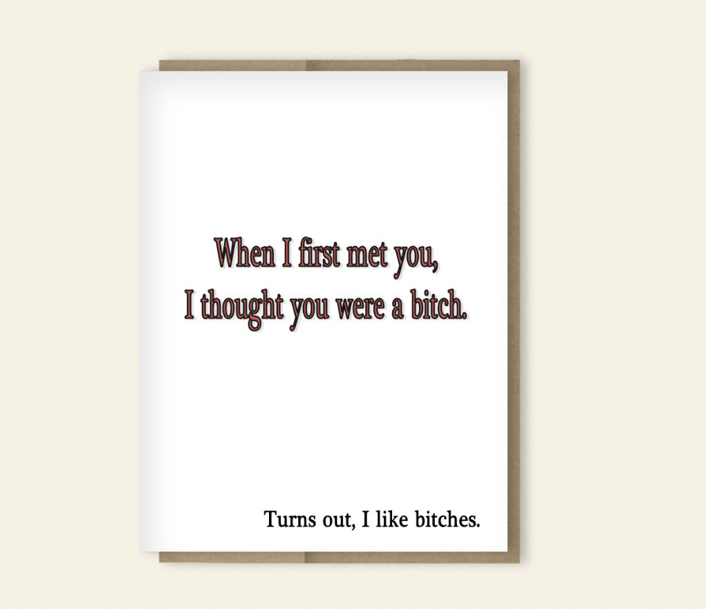 "Turns Out, I Like Bitches" Funny Friendship Card