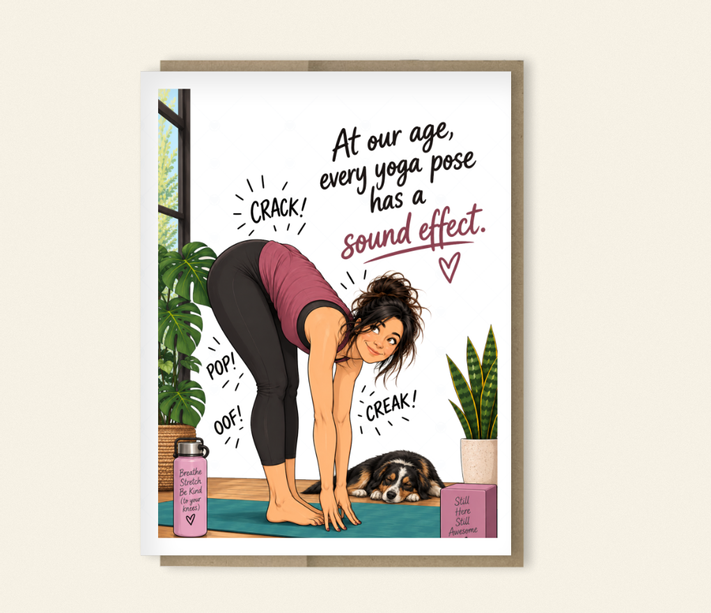 Every Yoga Pose Has a Sound Effect Funny Birthday Card