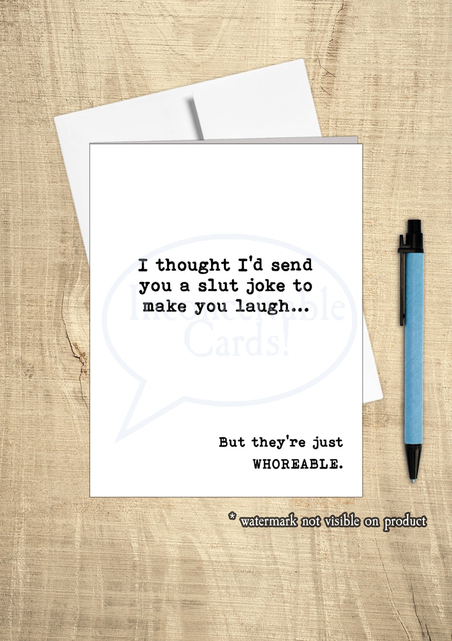Funny Slut Joke Card, Just Because, Thinking of You, Hang in There, Happy Birthday