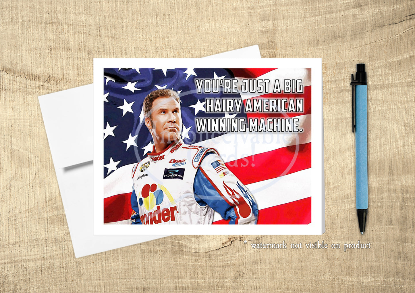 Talladega Nights - "Hairy American Winning Machine" Card for Birthday, Congratulations, Graduation