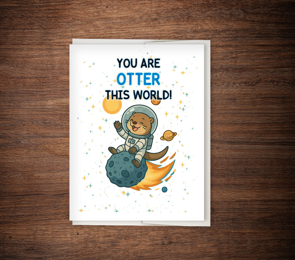 ADORABLE Otter Card "Otterly Awesome Day!" Thinking of You, Birthday Card, Cute Birthday Card