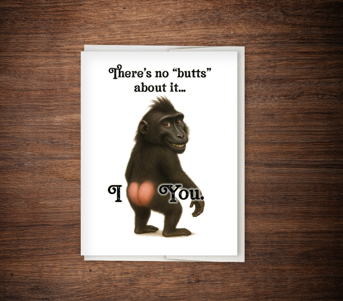 Funny Monkey Butt Love Card – I Love You