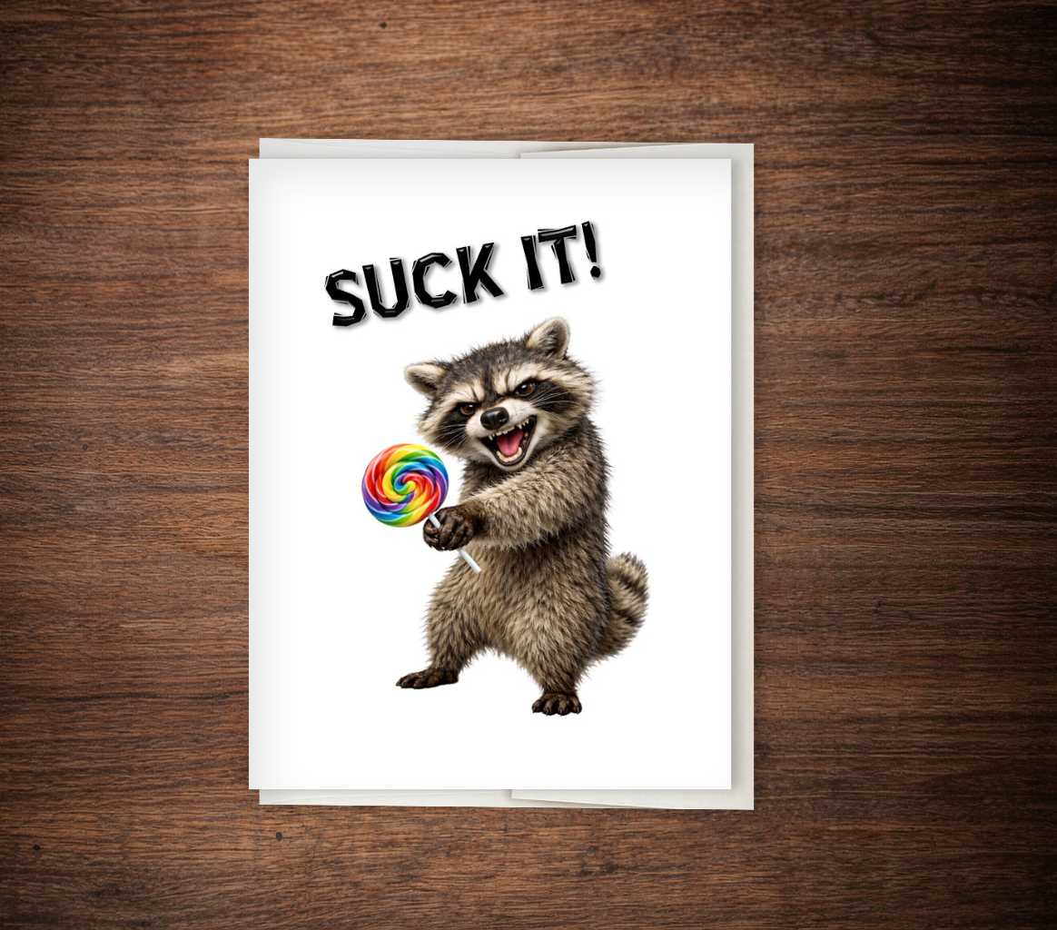 Funny Raccoon Lollipop Card – Sarcastic Humor, Petty Encouragement