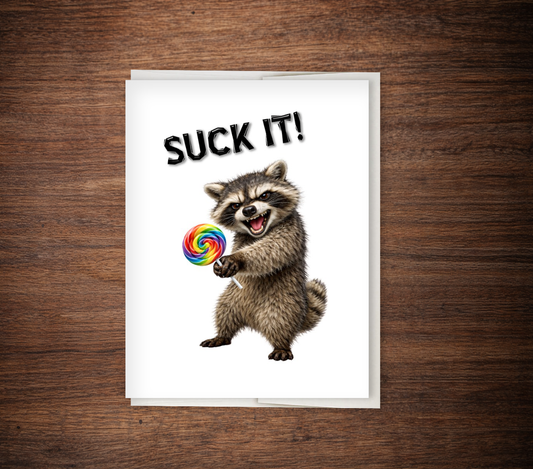 Funny Raccoon Lollipop Card – Sarcastic Humor, Petty Encouragement