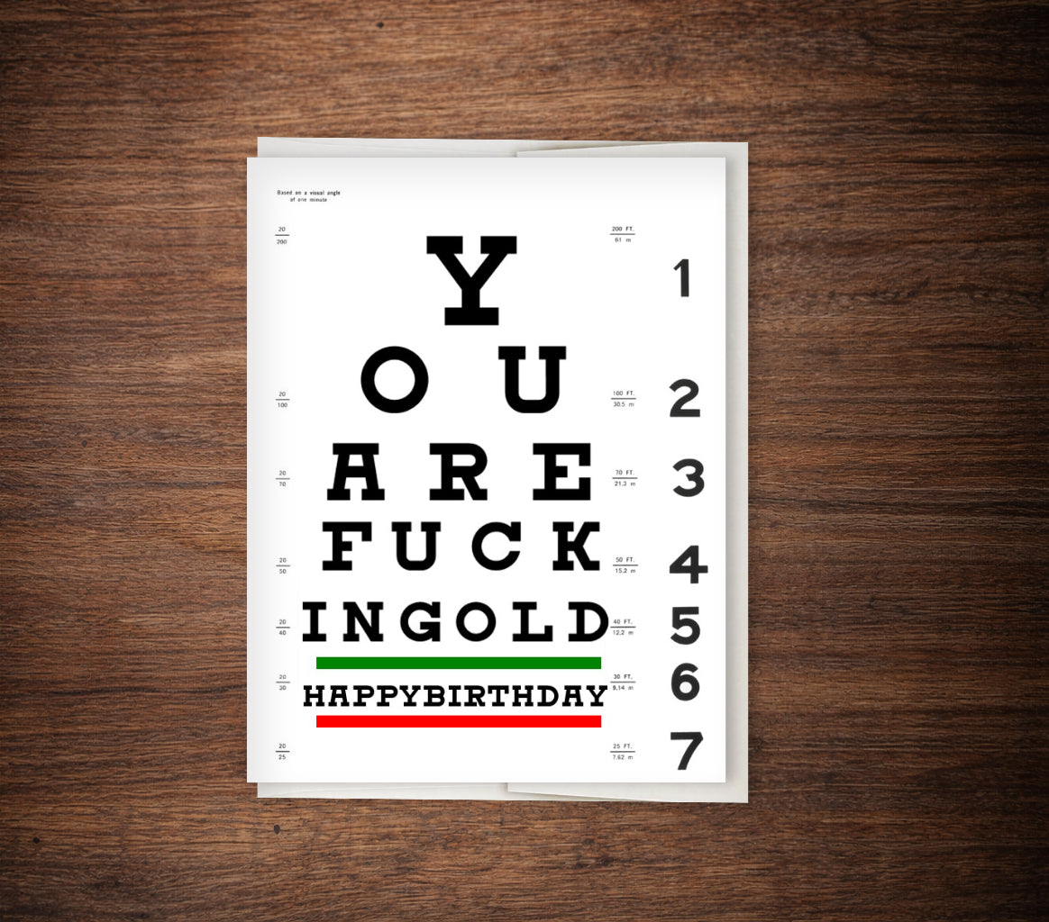 Funny Eye Exam "You Are F---ing Old" Birthday Card