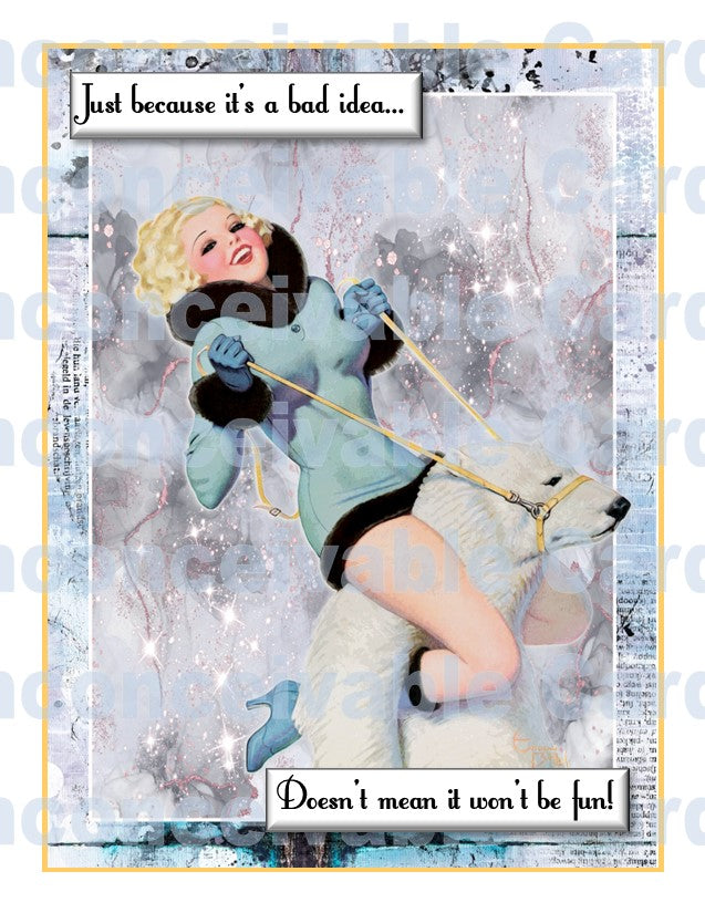 Retro Pinup - Funny "Just Because It's Stupid" Card, Card for Drama Queen, BFF Card