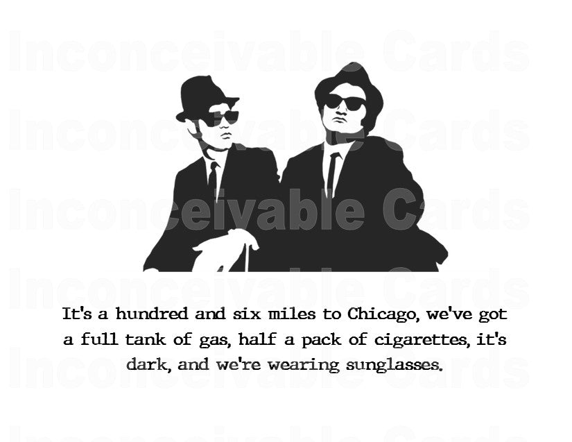 Blues Brothers - "Mission From God" Card for Any Occasion, Birthday Card, Congratulations Card