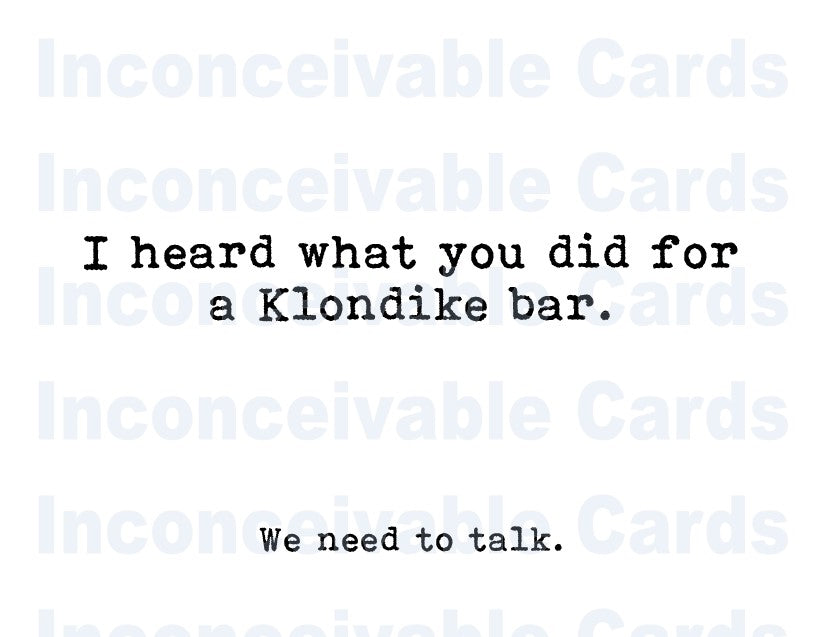 Funny Klondike Bar Any Occasion Card