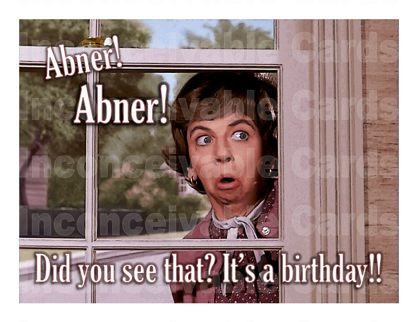 Bewitched "Abner! It's a Birthday" Card, Funny birthday card, Classic TV