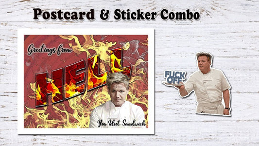 Chef From Hell Postcard and Sticker Bundle